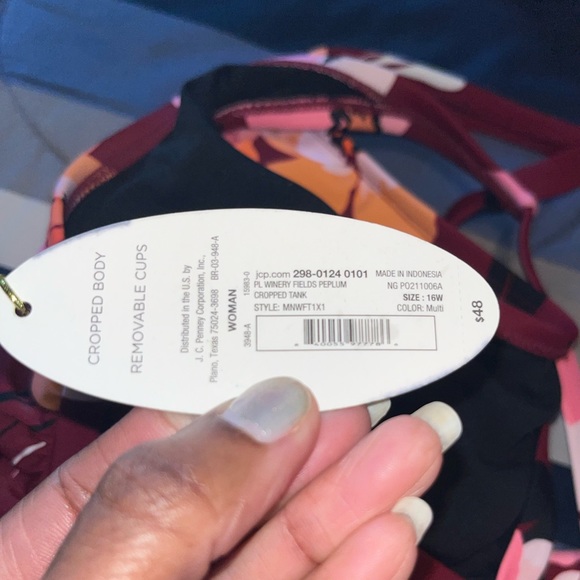 Mynah NWT Peplum Floral Swim Top - Size 16W - Picture 8 of 8